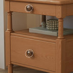 Classic Rectangular 3 Layers Wood Black Nightstand