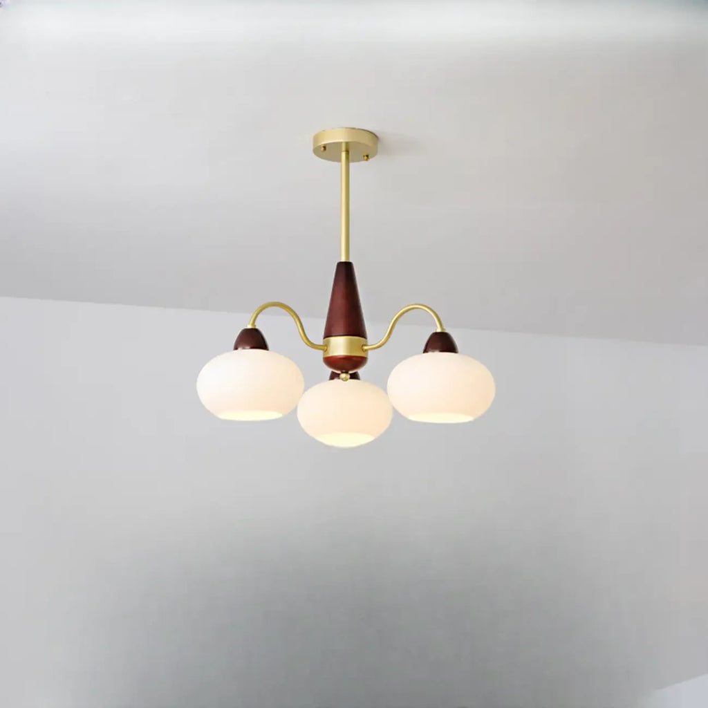 Classic Gold Glass Drum Shade Elegant Chandelier