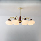Classic Gold Glass Drum Shade Elegant Chandelier