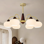 Classic Gold Glass Drum Shade Elegant Chandelier