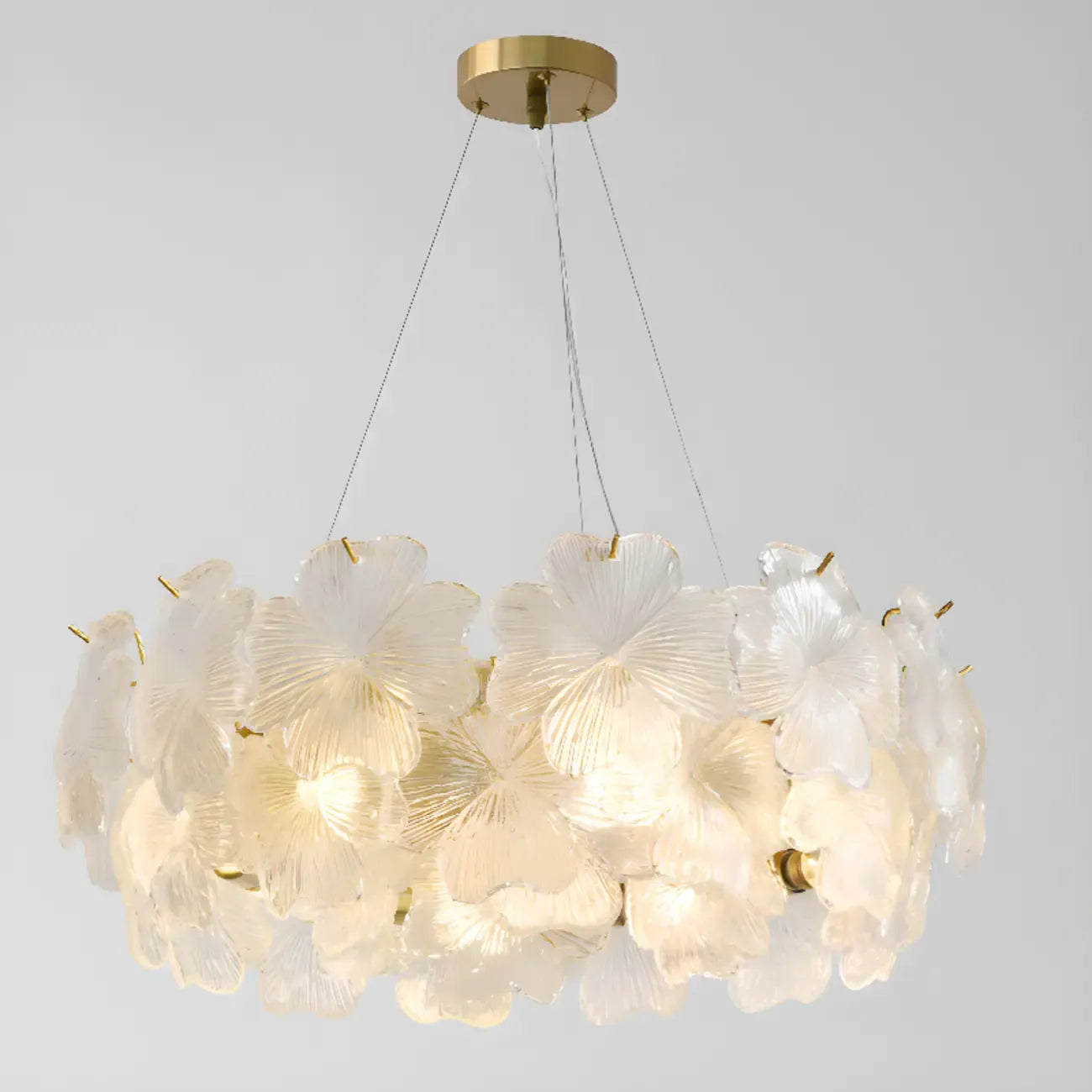 Elegant Round Cluster Floral Glass Chandelier