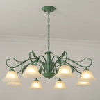 Elegant Bell Glass Shade Nordic Green Metal Chandelier