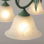 Elegant Bell Glass Shade Nordic Green Metal Chandelier