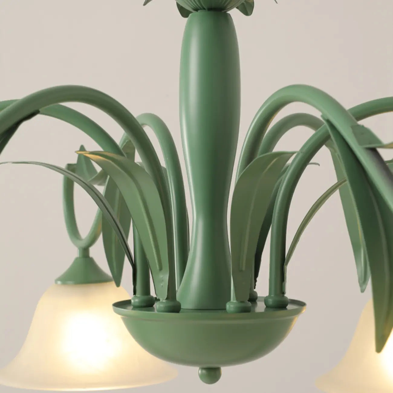 Elegant Bell Glass Shade Nordic Green Metal Chandelier