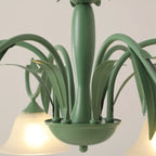 Elegant Bell Glass Shade Nordic Green Metal Chandelier