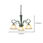 Elegant Bell Glass Shade Nordic Green Metal Chandelier