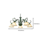 Elegant Bell Glass Shade Nordic Green Metal Chandelier