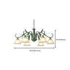 Elegant Bell Glass Shade Nordic Green Metal Chandelier