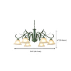 Elegant Bell Glass Shade Nordic Green Metal Chandelier
