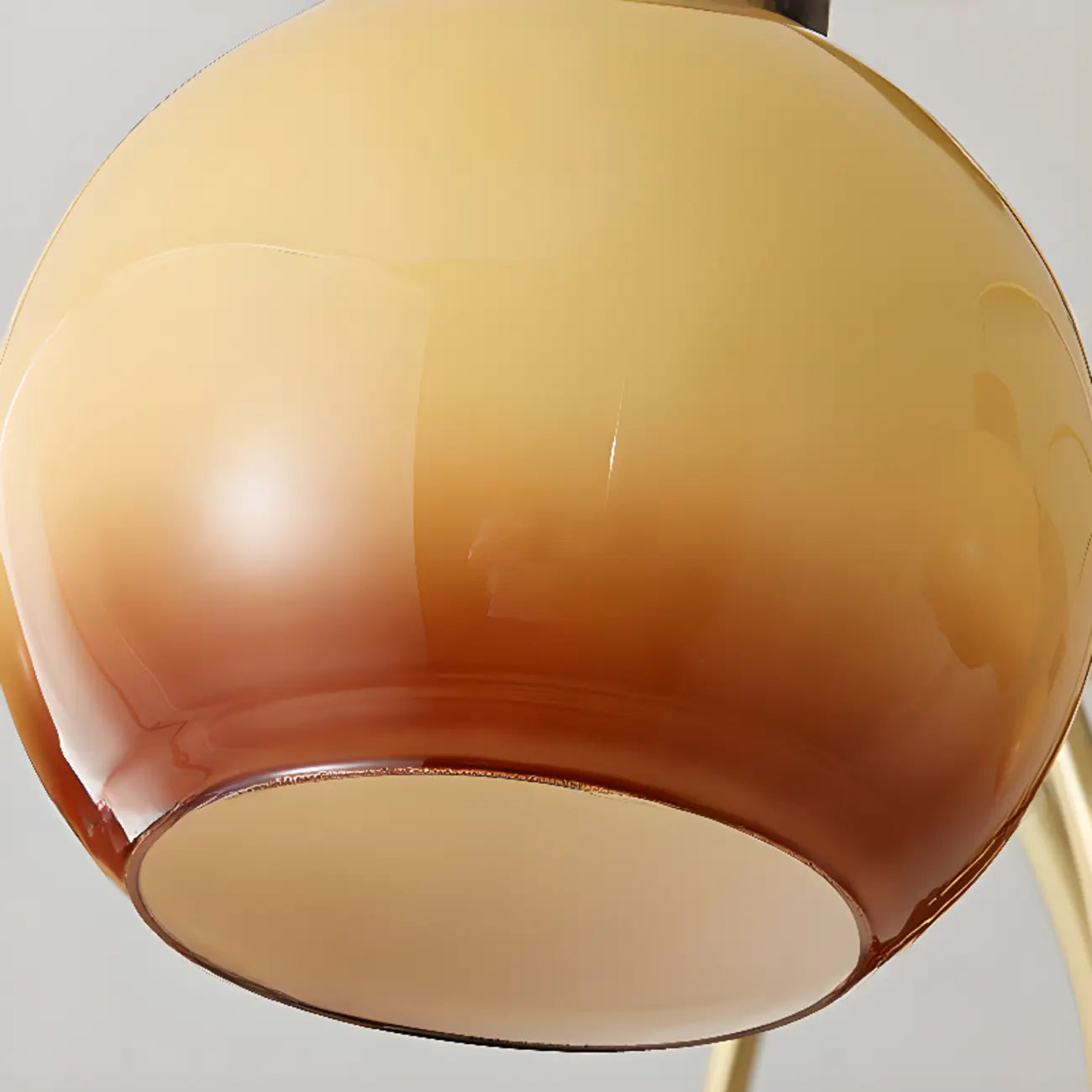 Classic Gold Metal Amber Glass Dome Chandelier