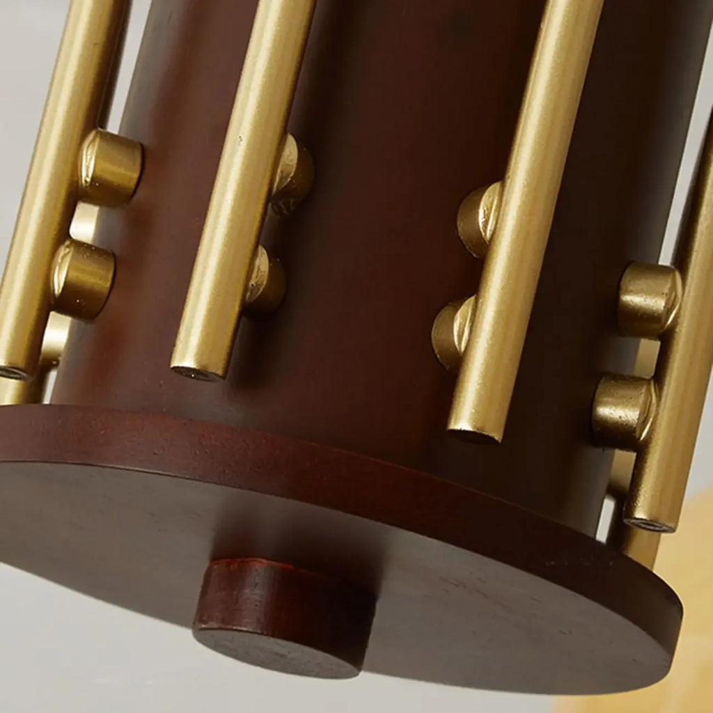 Classic Gold Metal Amber Glass Dome Chandelier