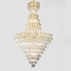 Luxury Adjustable Gold Tiered Crystal High Ceiling Chandelier