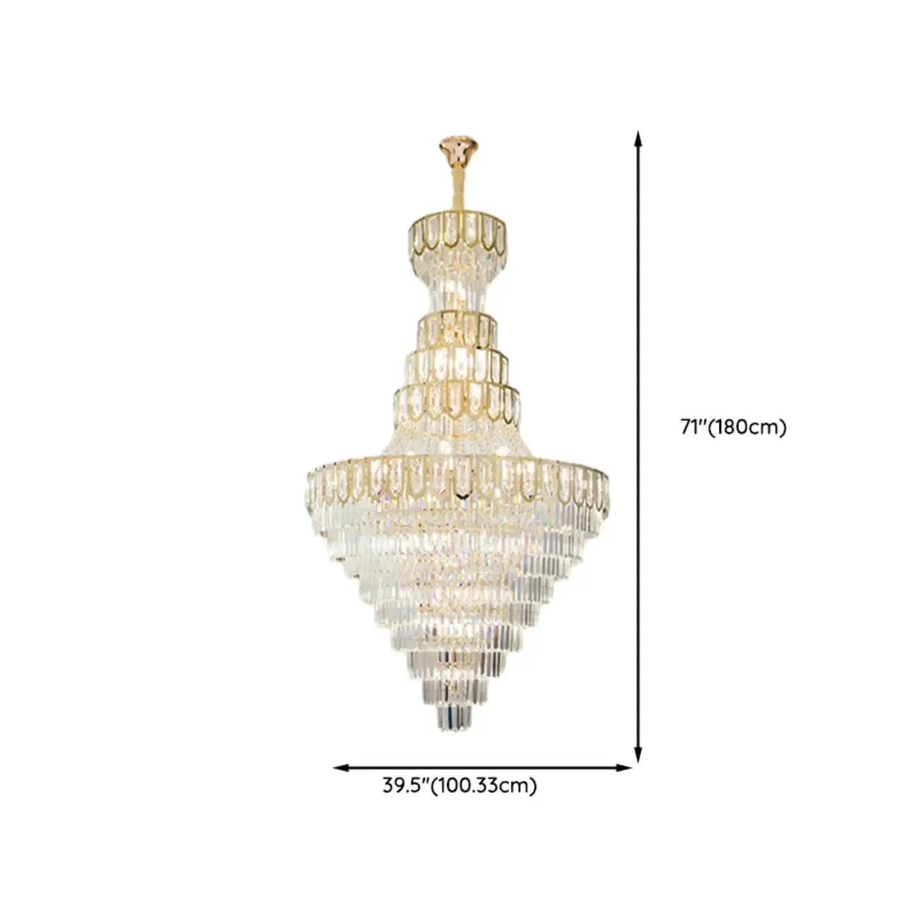 Luxury Adjustable Gold Tiered Crystal High Ceiling Chandelier