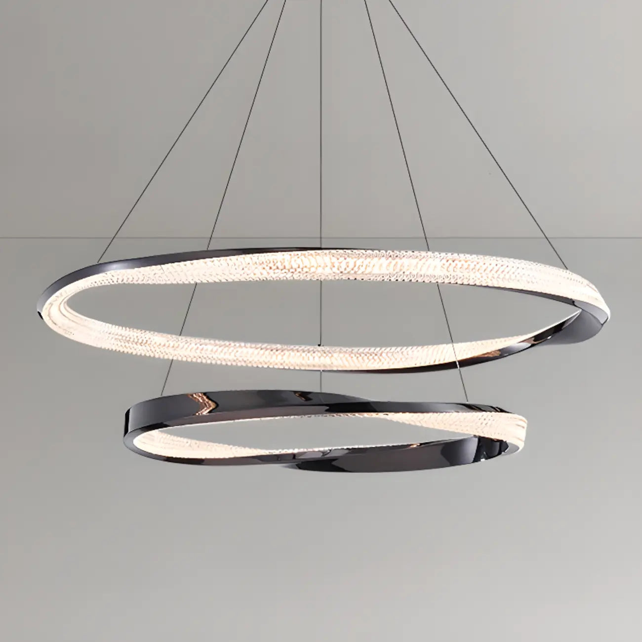 Modern LED Stylish Metal Black Circle Ring Chandelier