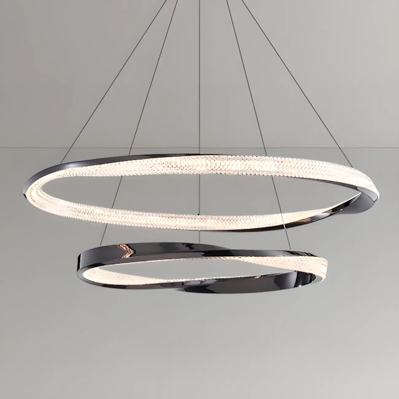 Modern LED Stylish Metal Black Circle Ring Chandelier