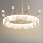 Elegant LED Golden Crown Shape Crystal Chandelier