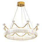 Elegant LED Golden Crown Shape Crystal Chandelier