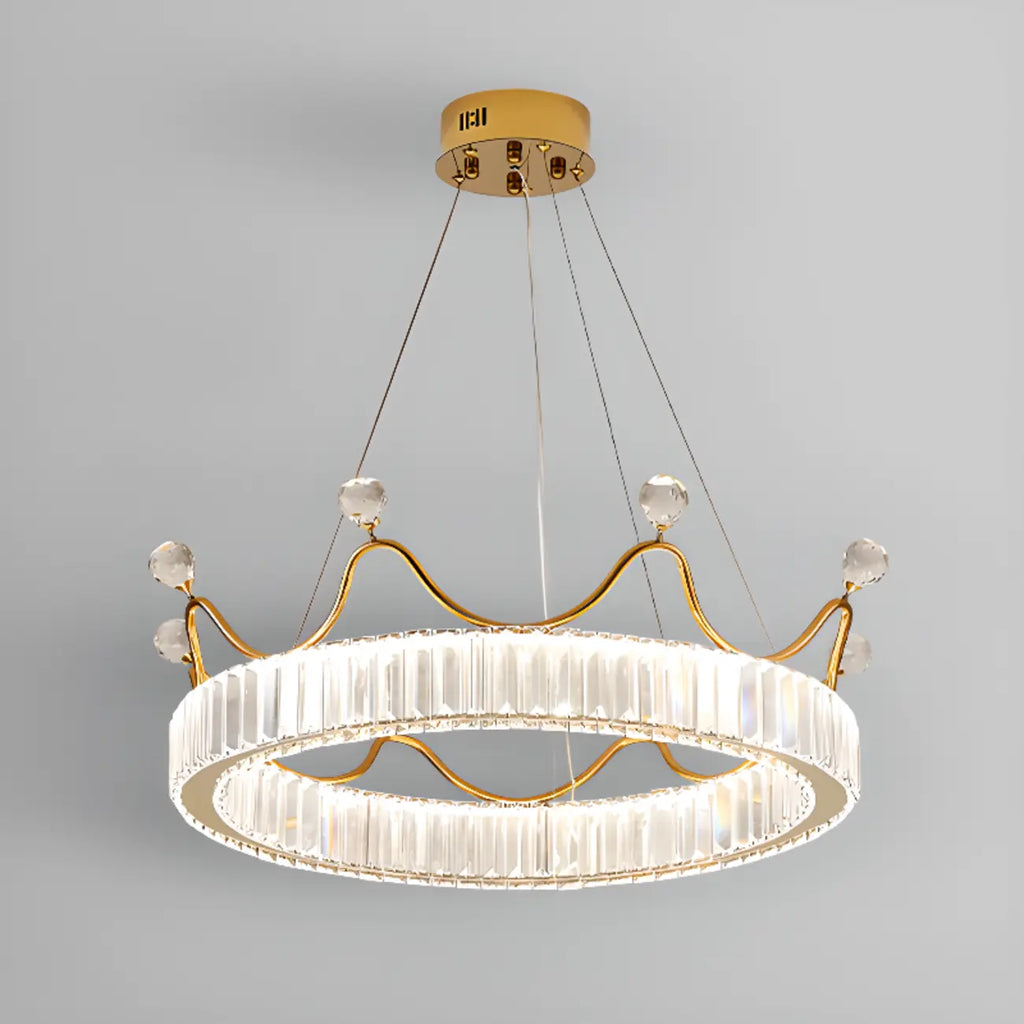 Elegant LED Golden Crown Shape Crystal Chandelier