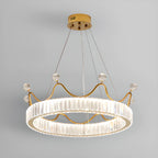 Elegant LED Golden Crown Shape Crystal Chandelier