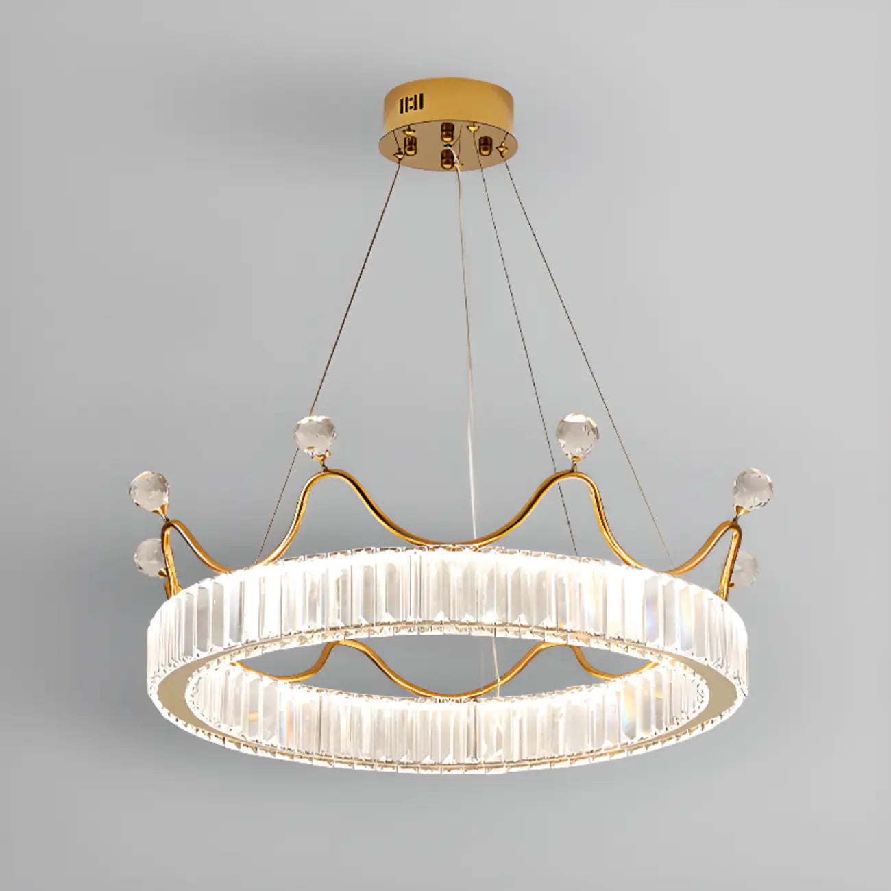 Elegant LED Golden Crown Shape Crystal Chandelier