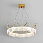 Elegant LED Golden Crown Shape Crystal Chandelier