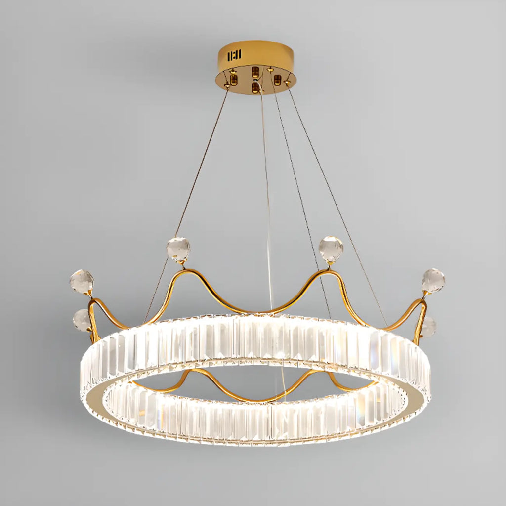 Elegant LED Golden Crown Shape Crystal Chandelier