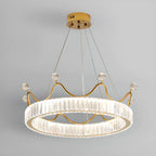 Elegant LED Golden Crown Shape Crystal Chandelier