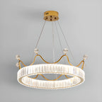 Elegant LED Golden Crown Shape Crystal Chandelier