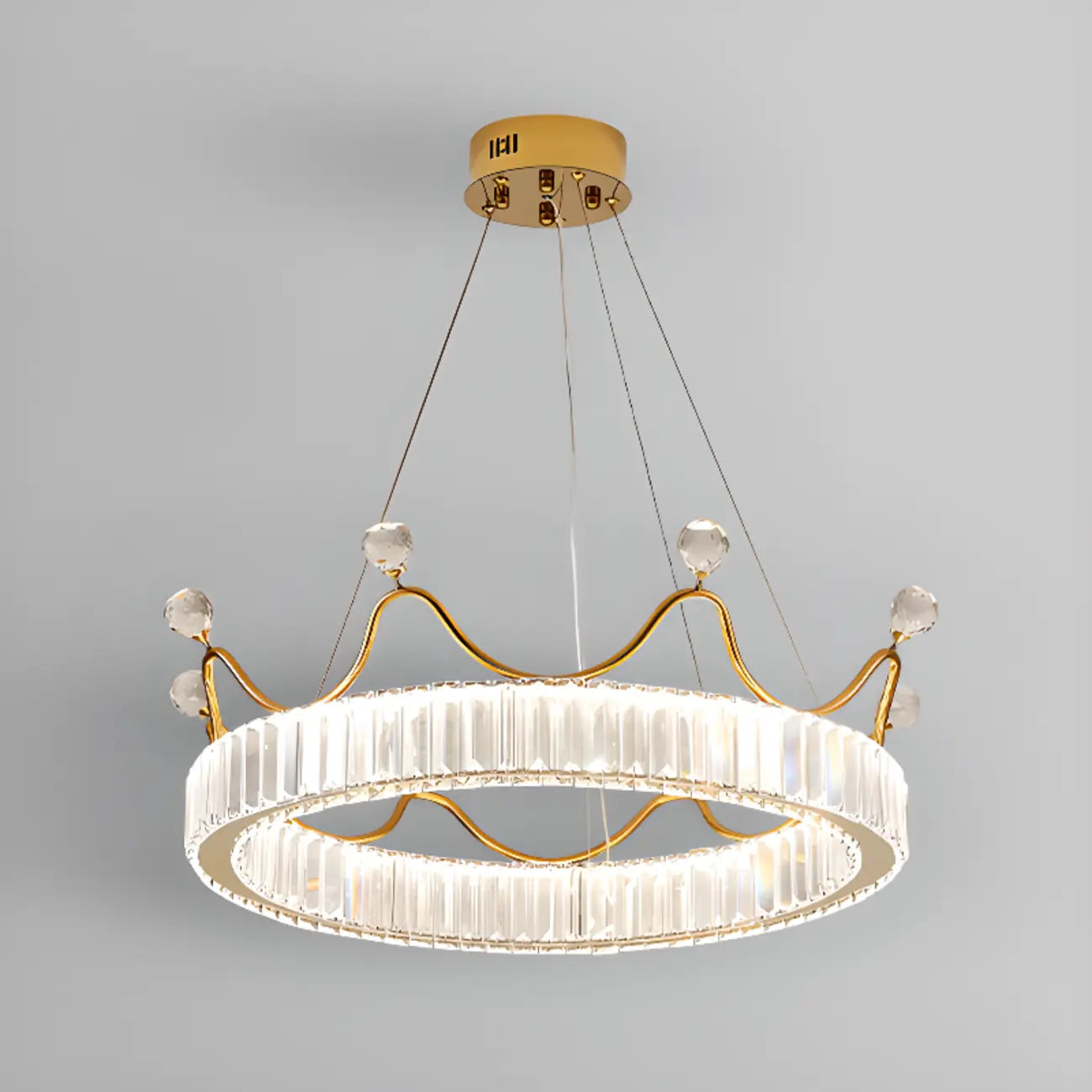 Elegant LED Golden Crown Shape Crystal Chandelier