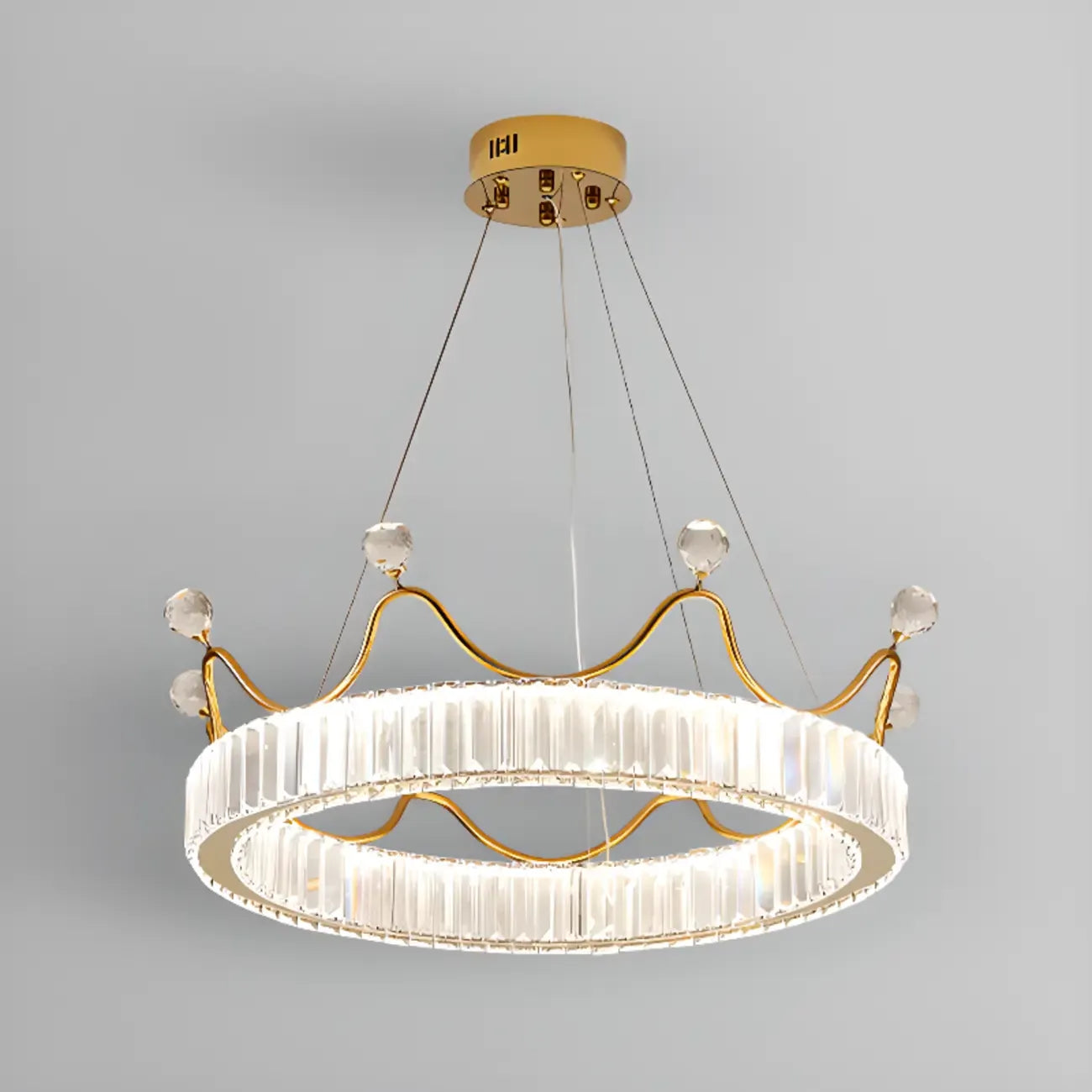 Elegant LED Golden Crown Shape Crystal Chandelier