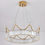 Elegant LED Golden Crown Shape Crystal Chandelier