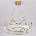 Elegant LED Golden Crown Shape Crystal Chandelier