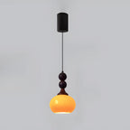 Liftable Orange Glass Pendant Light Fixture Adjustable Height