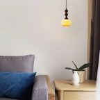 Liftable Orange Glass Pendant Light Fixture Adjustable Height