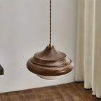 Geometric Walnut Glass Indoor Pendant Light Adjustable Height