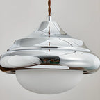 Geometric Walnut Glass Indoor Pendant Light Adjustable Height