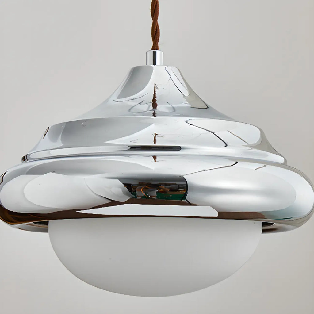 Geometric Walnut Glass Indoor Pendant Light Adjustable Height