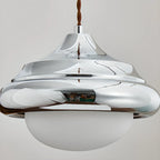 Geometric Walnut Glass Indoor Pendant Light Adjustable Height