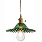 Adjustable Green Glass Pendant Light Fixture for Living Room