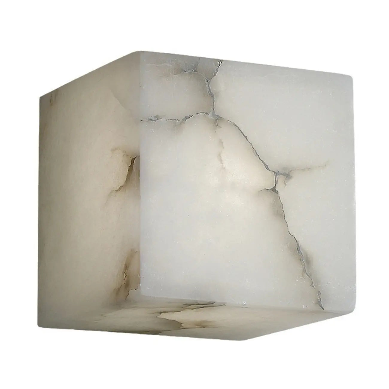 Contemporary Gray-white Cubic Alabaster Indoor Wall Sconce