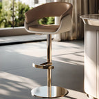 Brown Swivel Genuine Leather Counter Stools with Backs