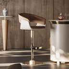 Brown Swivel Genuine Leather Counter Stools with Backs