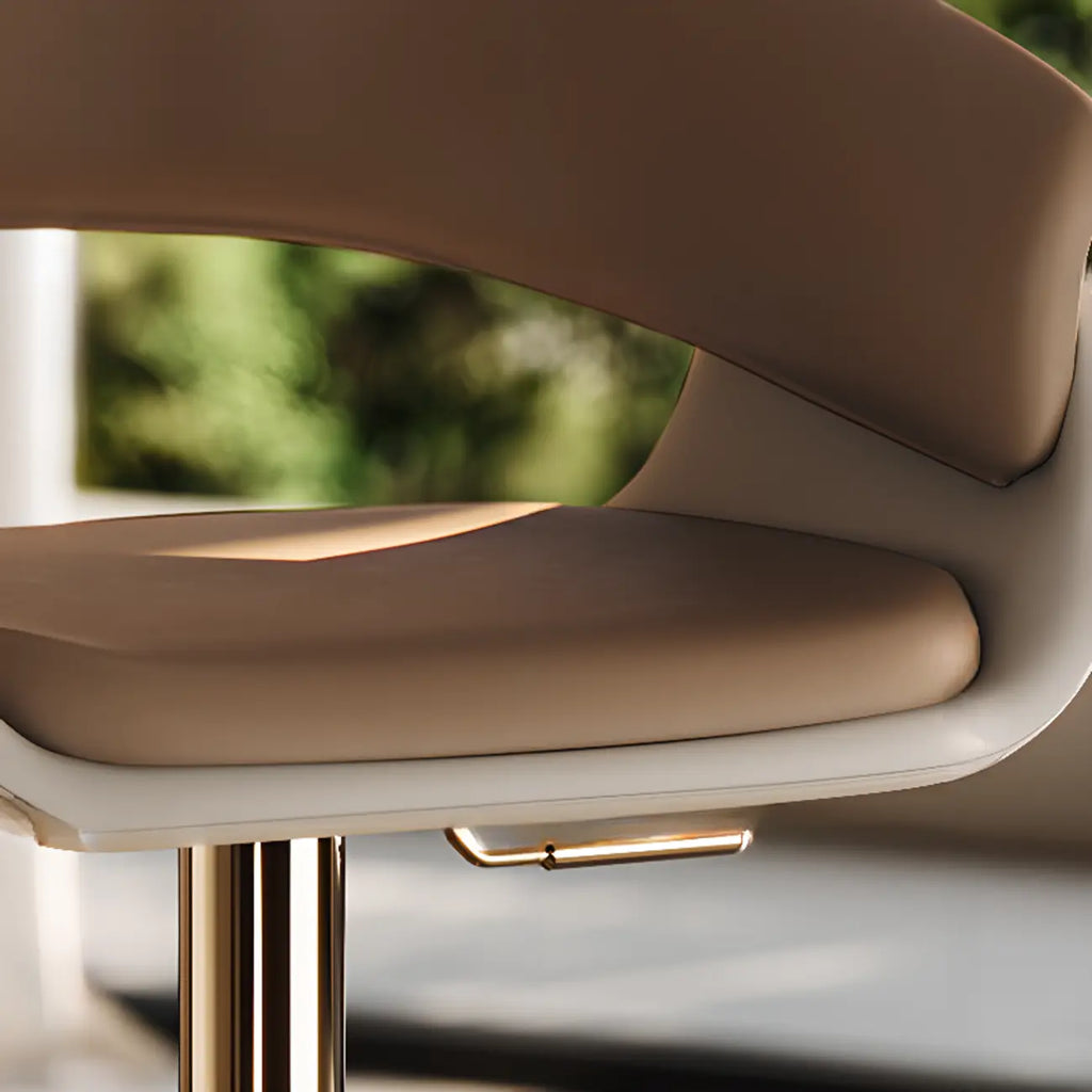 Brown Swivel Genuine Leather Counter Stools with Backs