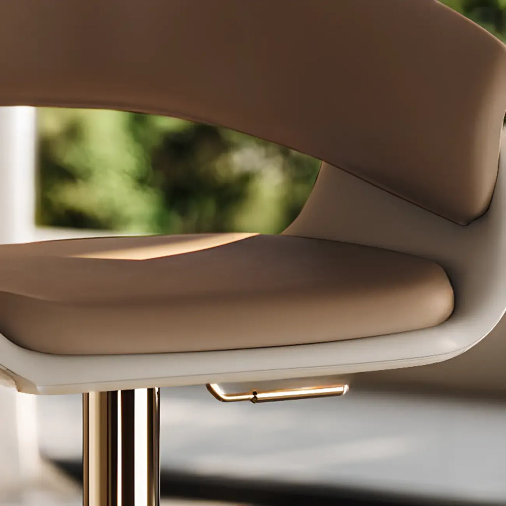 Brown Swivel Genuine Leather Counter Stools with Backs