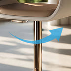 Brown Swivel Genuine Leather Counter Stools with Backs