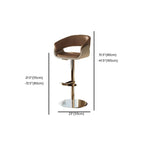 Brown Swivel Genuine Leather Counter Stools with Backs