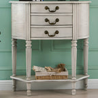 Elegant Brown Half Round Wood Console Table with Drawers