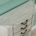 Elegant Brown Half Round Wood Console Table with Drawers