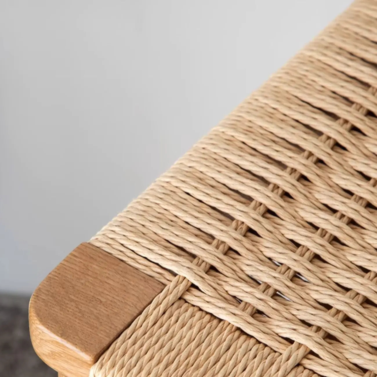 Natural Wood Backless Woven Seat Counter Height Bar Stool