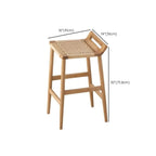 Natural Wood Backless Woven Seat Counter Height Bar Stool